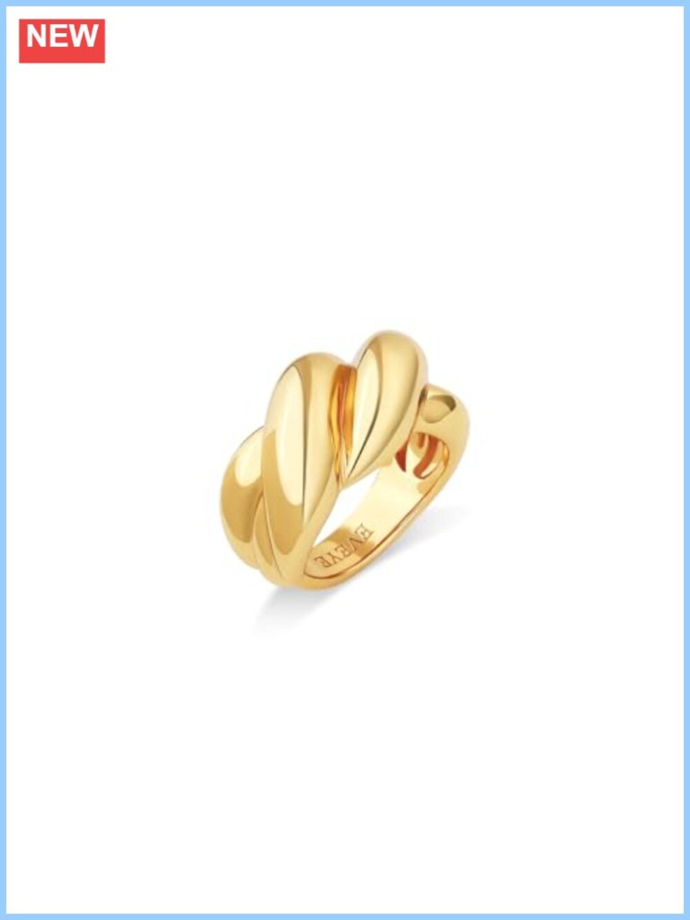 18K Gold Plated Chunky Statement Ring Twisted Braided Dome Adjustable Open